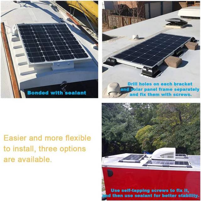4Pcs RV Solar Panel Mounting Brackets Black