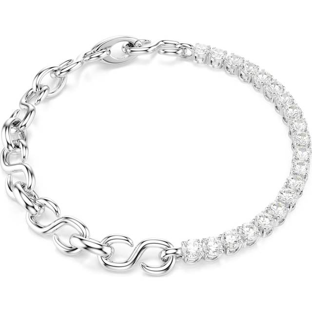 Swarovski Matrix Armband Rundschliff Weiß Rhodiniert