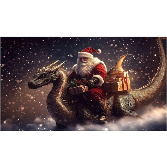 Christmas Background Cloth Santa Riding Scene