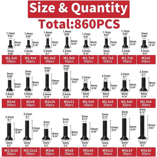 Tlily 860 PCS Small Computer Screws Assortment Kit