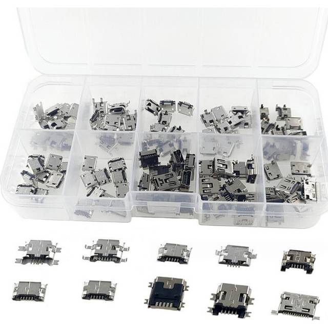 100PCS 10Types Micro USB Female Sockets Adapter Set