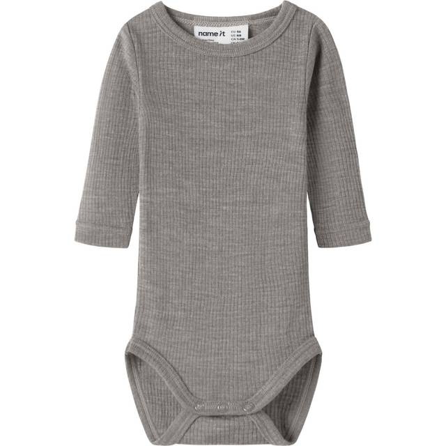 Name It Wool Rib LS Body Satellite Merinould Ribstruktur - Grey