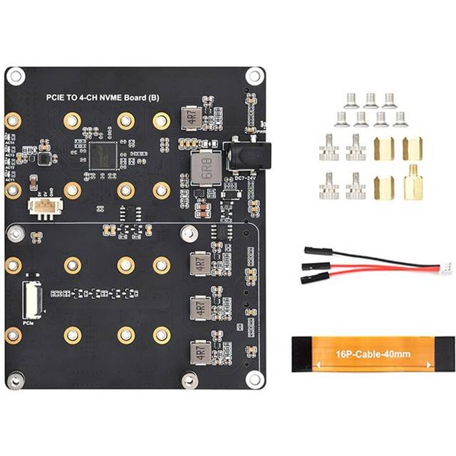 Typecat Raspberry Pi 5 PCIe to 4-CH M.2 NVMe SSD Adapter Board