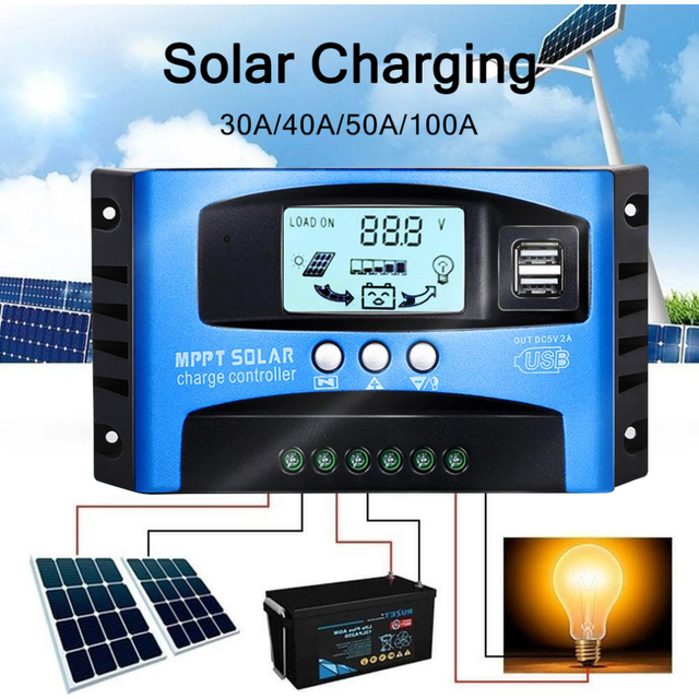 Solar Charge Controller Large Lcd Display Advanced Mppt Algorithm