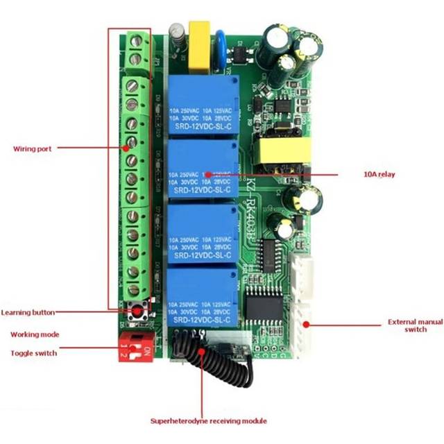 4CH 4 Channel 10A Relay RF Wireless Remote Control System