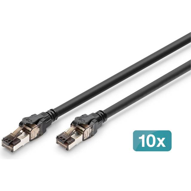 Digitus CAT 8.1 S/FTP RJ45-RJ45 Patchkabel 10 stk. - Sort 3m