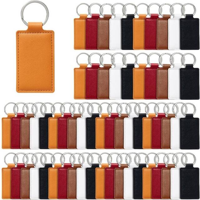 Jojomino Rectangular Leather Key Fob Kit with Key Rings