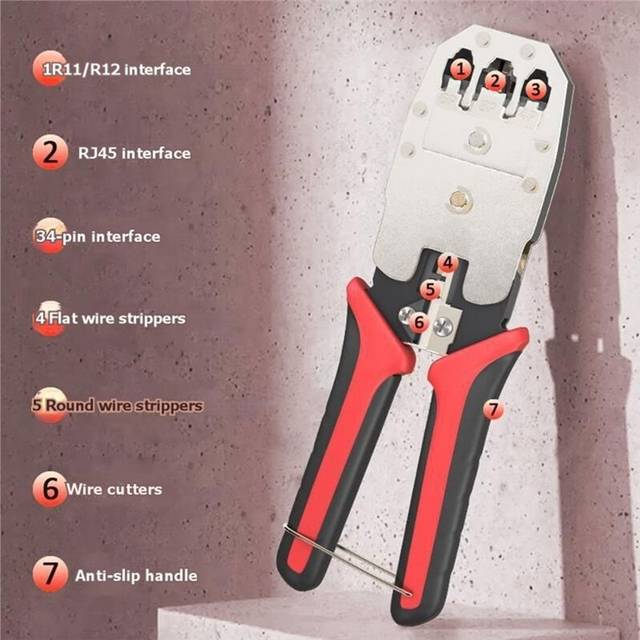 Jojomino RJ45 Crimper RJ11 RJ45 Cutter Stripper Plier Tang
