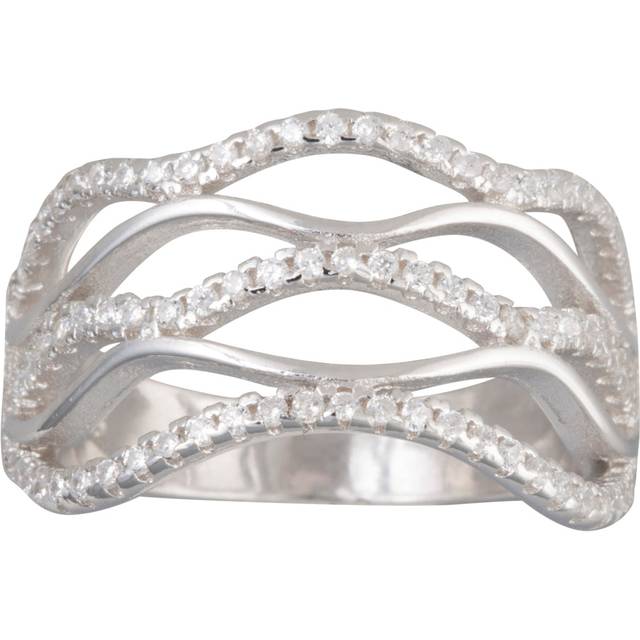 Siersbøl Sølv Rhd Ring 3 Rk Cz 2 Rk Sølv
