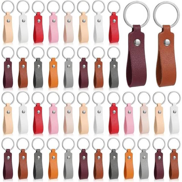 Typecat Leather Keychains Blank Bulk PU With Key Rings